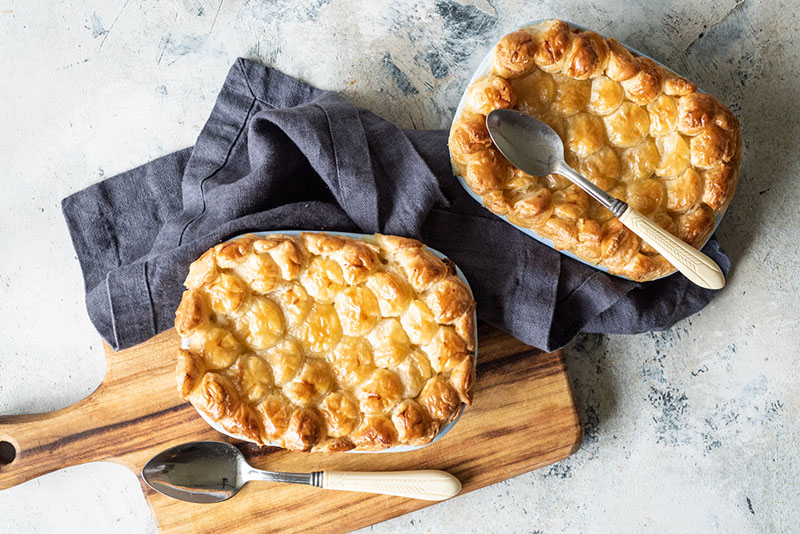 Recipe for Salmon, Prawn and Tarragon Pie with Butter Puff Pastry by Carême Pastry