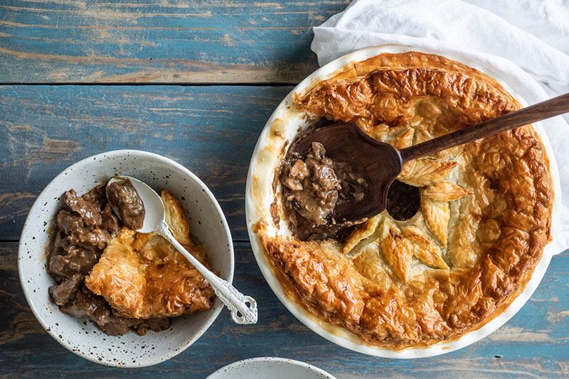 Recipe for Steak and Mushroom Pie with Puff Pastry by Carême Pastry